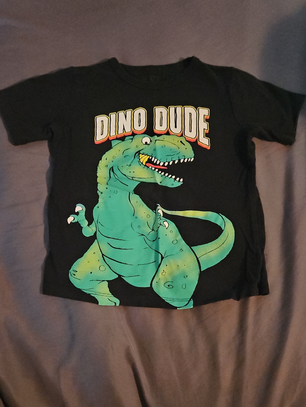 Dino Dude Kids Graphic Tee - Black with Green Dino